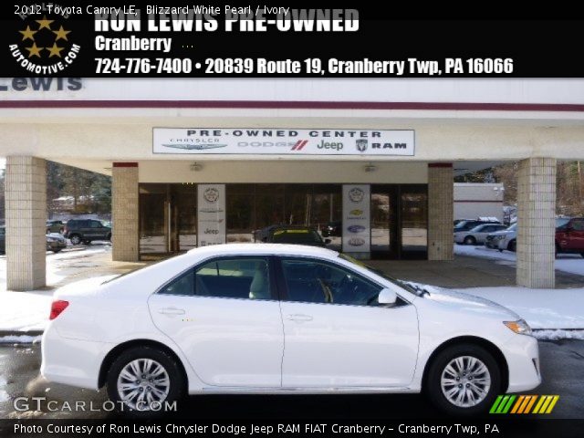 2012 Toyota Camry LE in Blizzard White Pearl