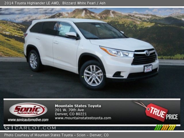 2014 Toyota Highlander LE AWD in Blizzard White Pearl