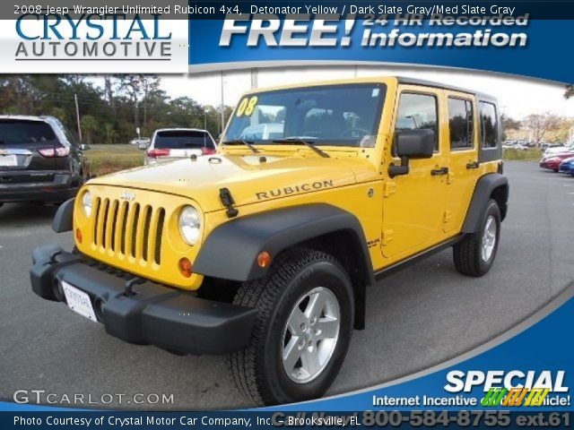 2008 Jeep Wrangler Unlimited Rubicon 4x4 in Detonator Yellow