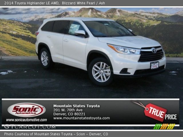 2014 Toyota Highlander LE AWD in Blizzard White Pearl