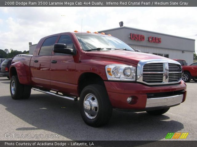 2008 Dodge Ram 3500 Laramie Mega Cab 4x4 Dually in Inferno Red Crystal Pearl