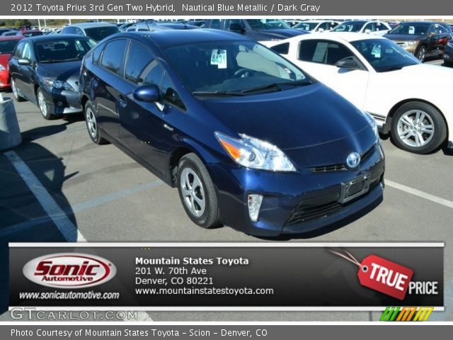 2012 Toyota Prius 3rd Gen Two Hybrid in Nautical Blue Metallic