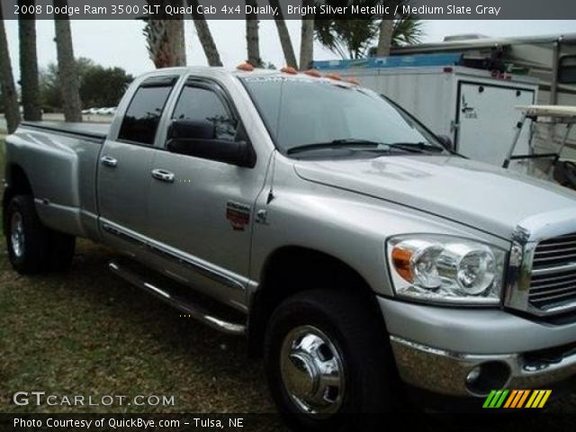 2008 Dodge Ram 3500 SLT Quad Cab 4x4 Dually in Bright Silver Metallic