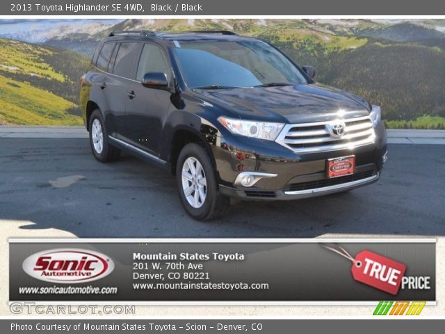 2013 Toyota Highlander SE 4WD in Black