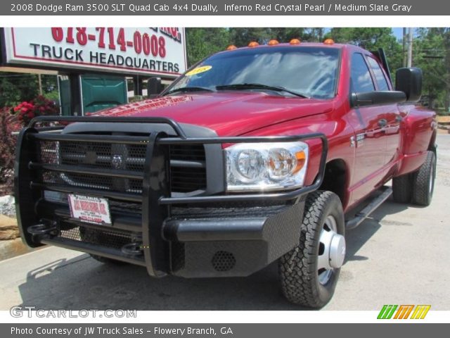 2008 Dodge Ram 3500 SLT Quad Cab 4x4 Dually in Inferno Red Crystal Pearl