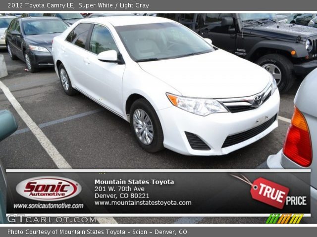 2012 Toyota Camry LE in Super White