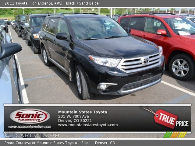 2011 Toyota Highlander SE 4WD in Black