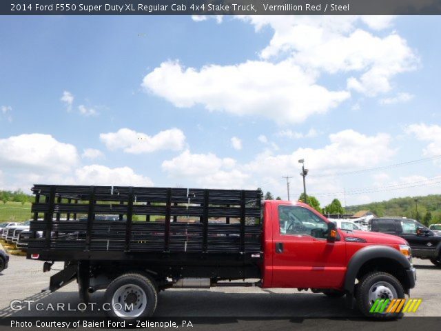 2014 Ford F550 Super Duty XL Regular Cab 4x4 Stake Truck in Vermillion Red