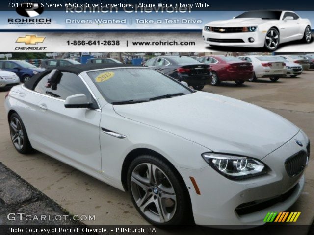 2013 BMW 6 Series 650i xDrive Convertible in Alpine White