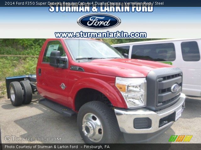 2014 Ford F350 Super Duty XL Regular Cab 4x4 Dually Chassis in Vermillion Red