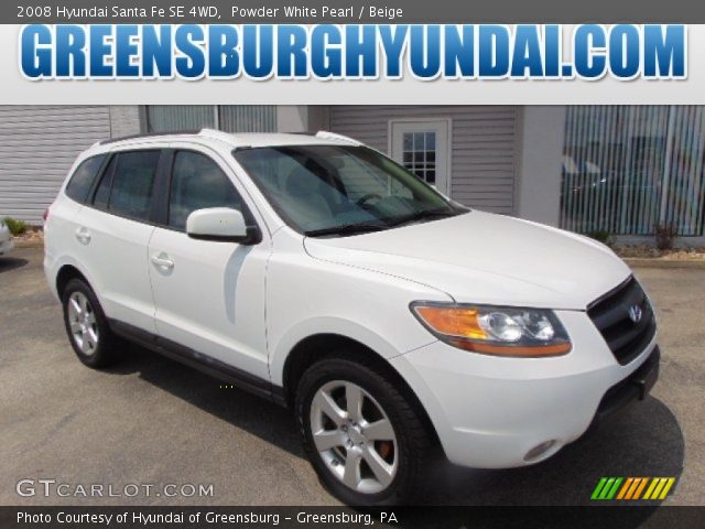2008 Hyundai Santa Fe SE 4WD in Powder White Pearl
