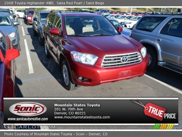 2008 Toyota Highlander 4WD in Salsa Red Pearl