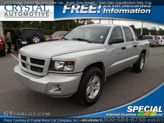 2010 Dodge Dakota Big Horn Crew Cab in Bright Silver Metallic