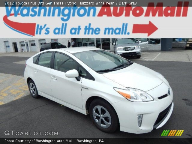 2012 Toyota Prius 3rd Gen Three Hybrid in Blizzard White Pearl