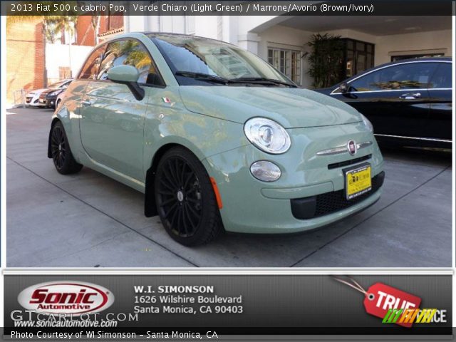 2013 Fiat 500 c cabrio Pop in Verde Chiaro (Light Green)