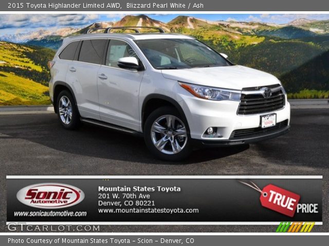 2015 Toyota Highlander Limited AWD in Blizzard Pearl White