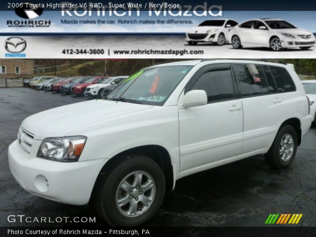 2006 Toyota Highlander V6 4WD in Super White