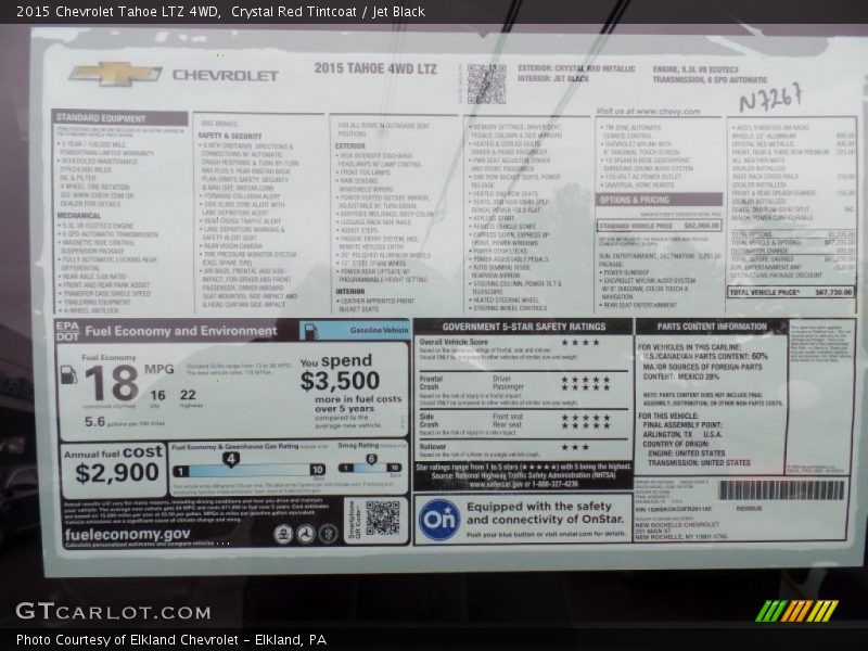 Crystal Red Tintcoat / Jet Black 2015 Chevrolet Tahoe LTZ 4WD