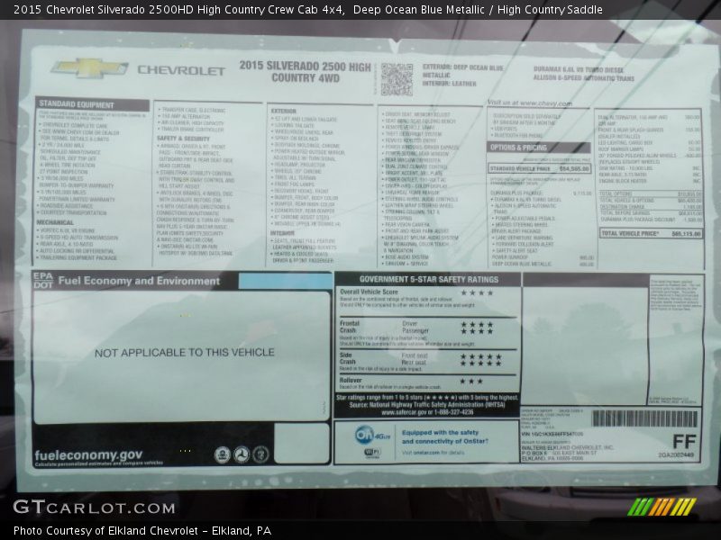 2015 Silverado 2500HD High Country Crew Cab 4x4 Window Sticker