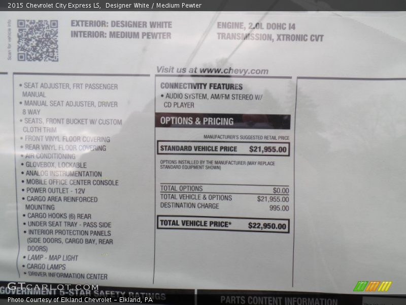  2015 City Express LS Window Sticker