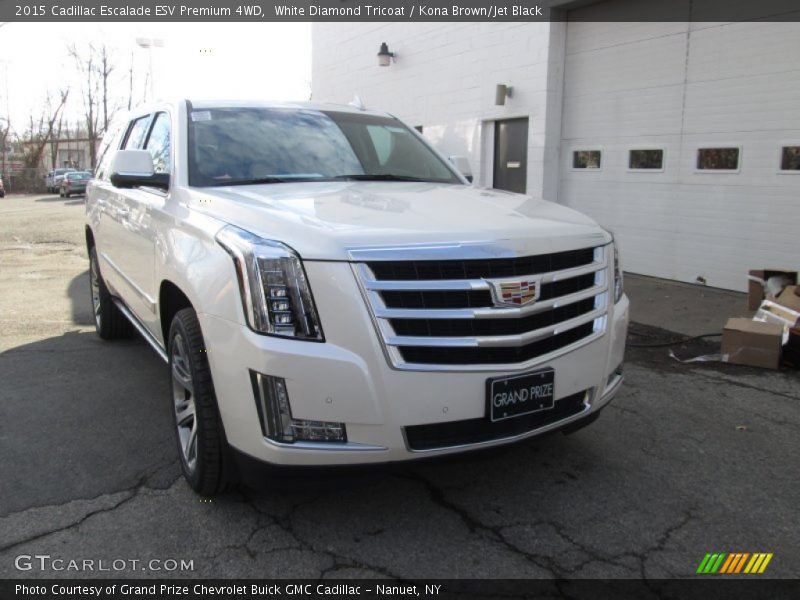 White Diamond Tricoat / Kona Brown/Jet Black 2015 Cadillac Escalade ESV Premium 4WD