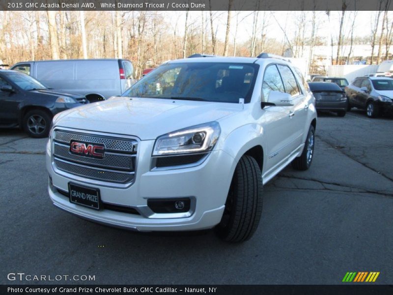 White Diamond Tricoat / Cocoa Dune 2015 GMC Acadia Denali AWD