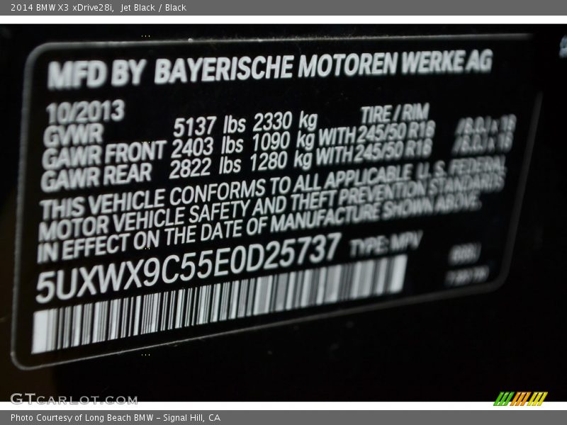 Jet Black / Black 2014 BMW X3 xDrive28i