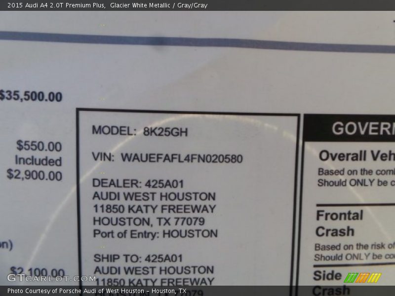 Glacier White Metallic / Gray/Gray 2015 Audi A4 2.0T Premium Plus