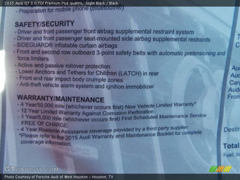 Night Black / Black 2015 Audi Q7 3.0 TDI Premium Plus quattro