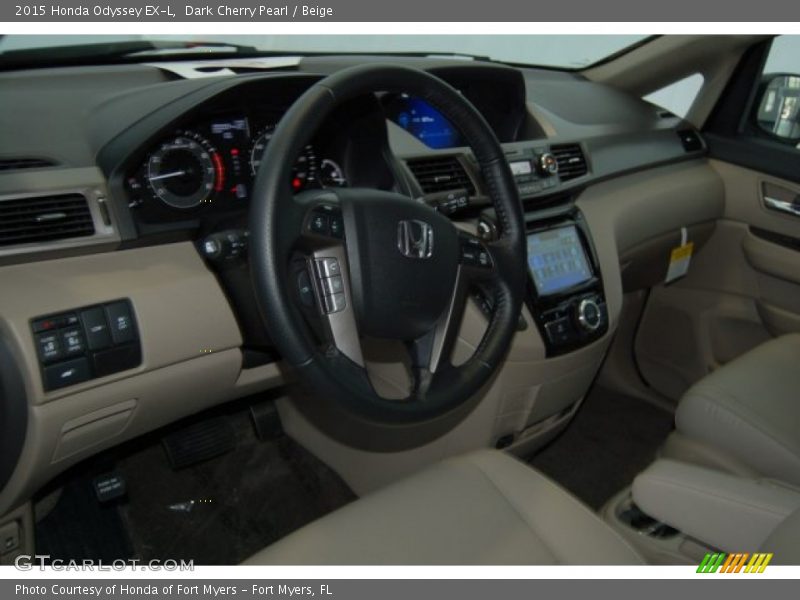 Dark Cherry Pearl / Beige 2015 Honda Odyssey EX-L