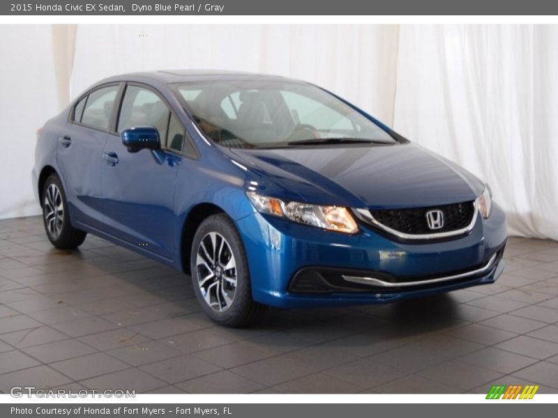Dyno Blue Pearl / Gray 2015 Honda Civic EX Sedan