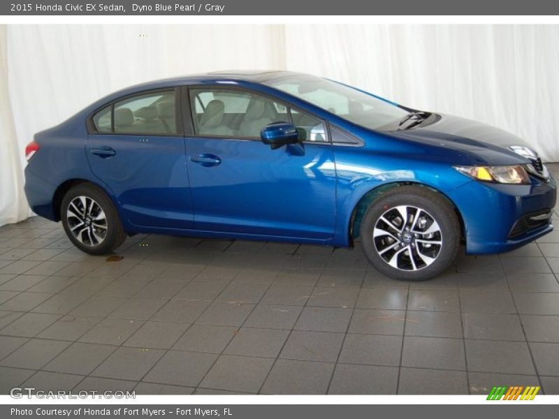 Dyno Blue Pearl / Gray 2015 Honda Civic EX Sedan