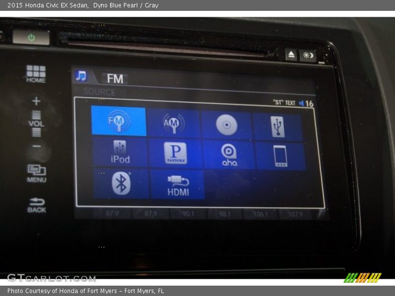 Dyno Blue Pearl / Gray 2015 Honda Civic EX Sedan