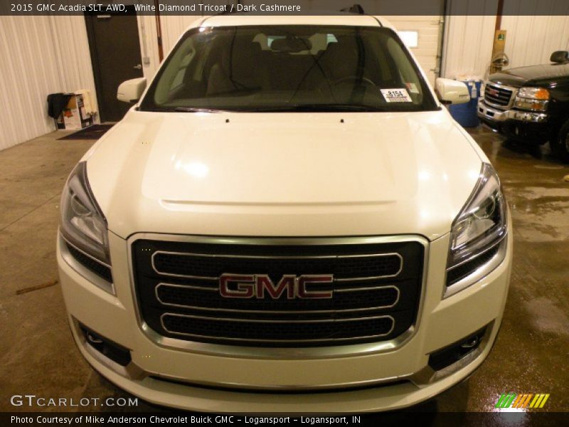 White Diamond Tricoat / Dark Cashmere 2015 GMC Acadia SLT AWD