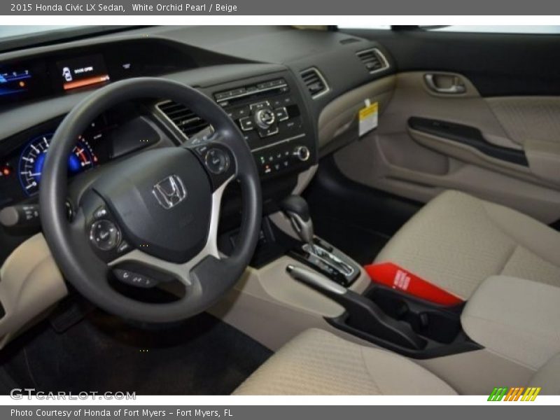 White Orchid Pearl / Beige 2015 Honda Civic LX Sedan