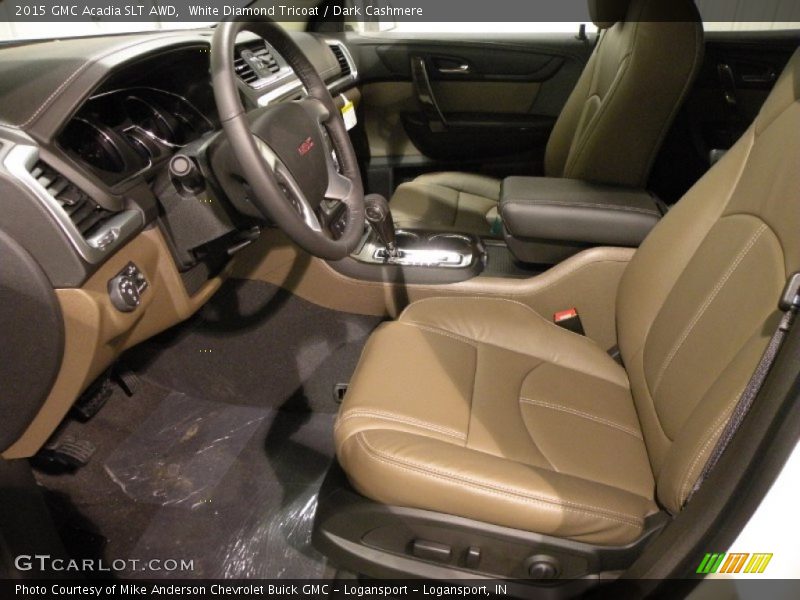 White Diamond Tricoat / Dark Cashmere 2015 GMC Acadia SLT AWD