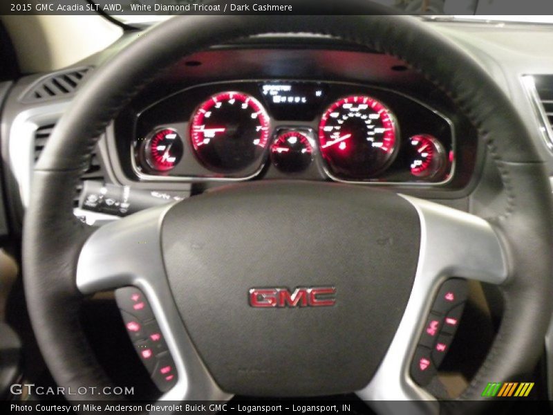 White Diamond Tricoat / Dark Cashmere 2015 GMC Acadia SLT AWD