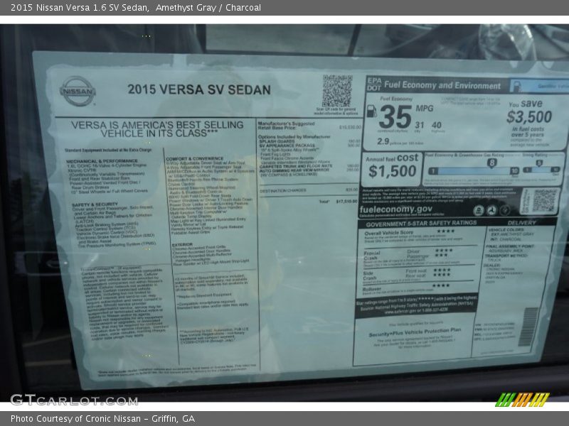 Amethyst Gray / Charcoal 2015 Nissan Versa 1.6 SV Sedan