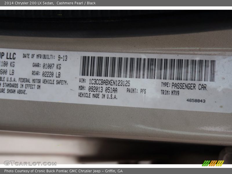 Cashmere Pearl / Black 2014 Chrysler 200 LX Sedan