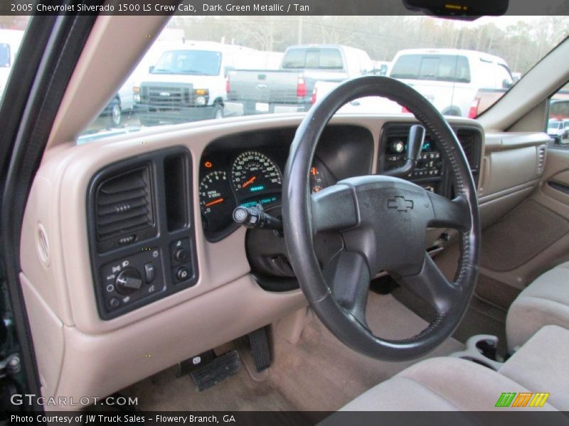 Dark Green Metallic / Tan 2005 Chevrolet Silverado 1500 LS Crew Cab