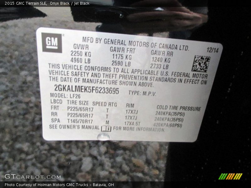 Onyx Black / Jet Black 2015 GMC Terrain SLE