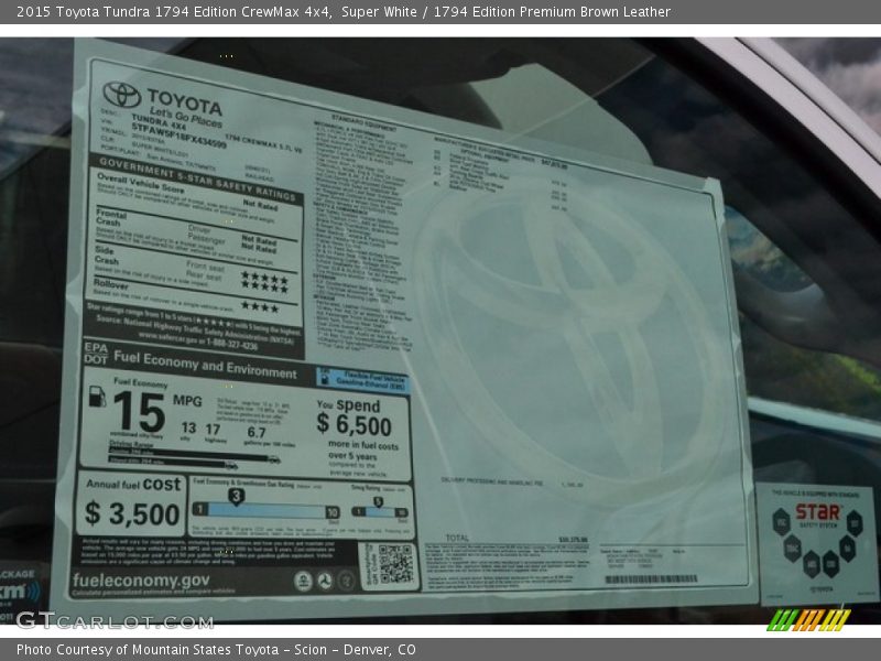 Super White / 1794 Edition Premium Brown Leather 2015 Toyota Tundra 1794 Edition CrewMax 4x4