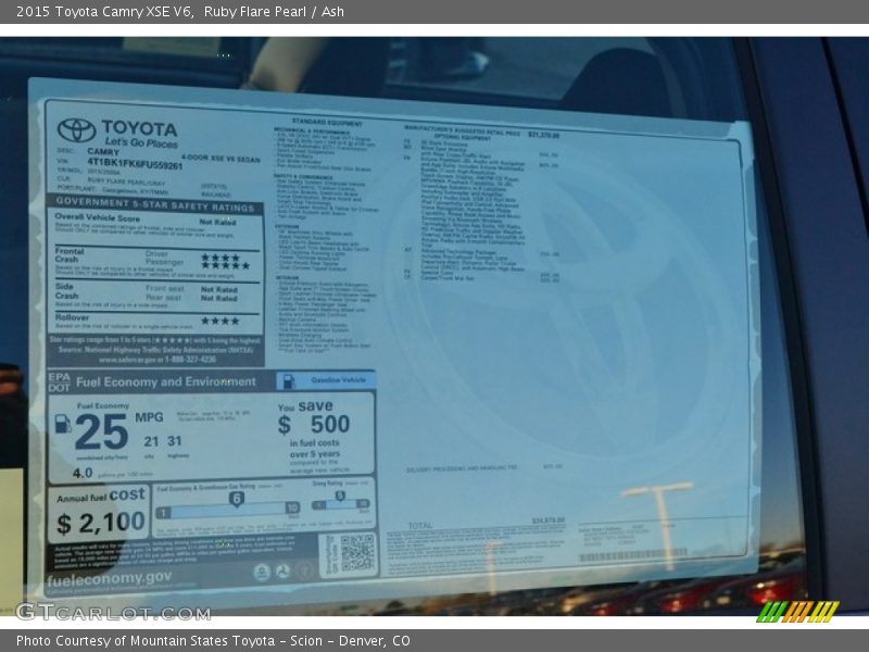 Ruby Flare Pearl / Ash 2015 Toyota Camry XSE V6