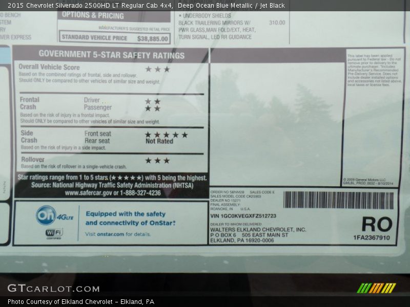 Deep Ocean Blue Metallic / Jet Black 2015 Chevrolet Silverado 2500HD LT Regular Cab 4x4