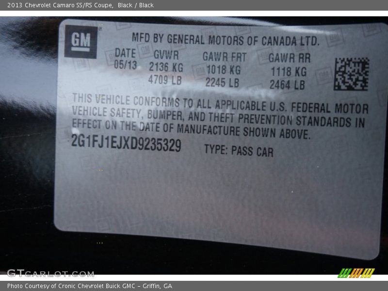 Black / Black 2013 Chevrolet Camaro SS/RS Coupe