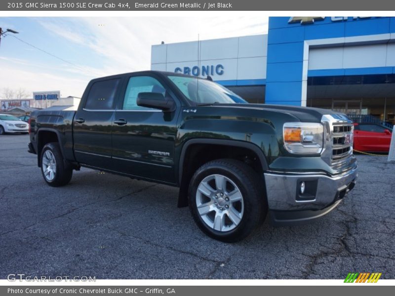 Emerald Green Metallic / Jet Black 2015 GMC Sierra 1500 SLE Crew Cab 4x4