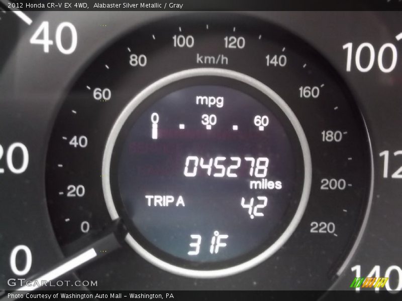 Alabaster Silver Metallic / Gray 2012 Honda CR-V EX 4WD