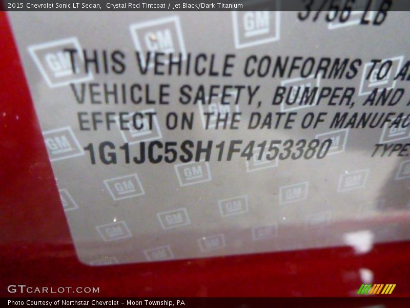 Crystal Red Tintcoat / Jet Black/Dark Titanium 2015 Chevrolet Sonic LT Sedan