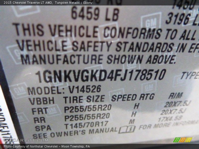 Tungsten Metallic / Ebony 2015 Chevrolet Traverse LT AWD