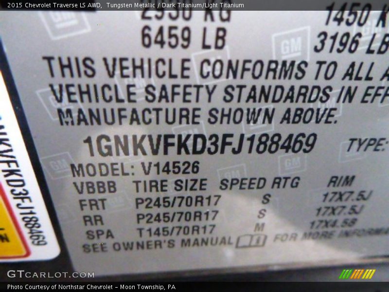 Tungsten Metallic / Dark Titanium/Light Titanium 2015 Chevrolet Traverse LS AWD